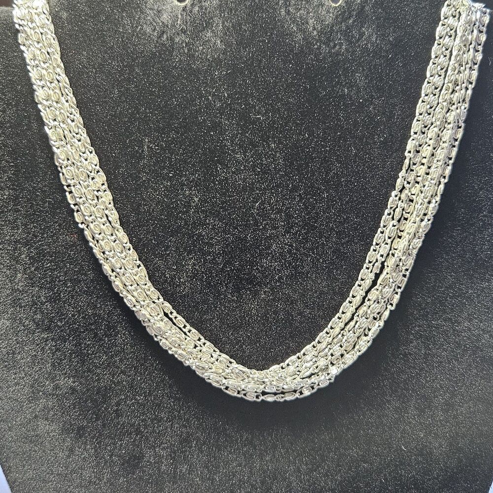Vintage Sarah Coventry Multi Strand S-Link Silver Tone Necklace 15.5" 1960s - Picture 2 of 14